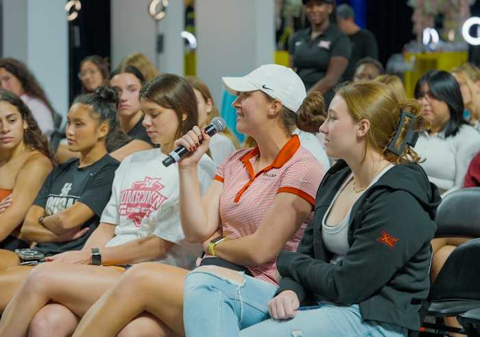 Students from the University of Houston attend a panel discussion at the Be You Women’s Empowerment series.
